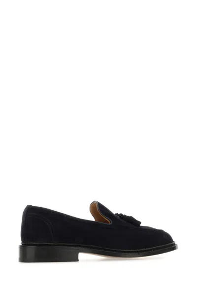 Tricker's Navy Blue Suede Elton Loafers