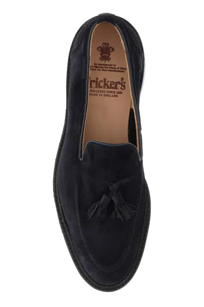 Tricker's Navy Blue Suede Elton Loafers