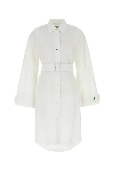 Jw Anderson Abito Chemisier In Popeline Bianco  Donna