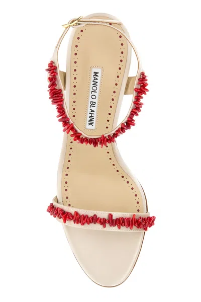 Manolo Blahnik Cienzan Satin Sandals Ankle Embellishment