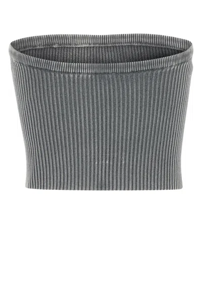 Shop Diesel Grey Stretch Cotton Blend M-clarksviller Top