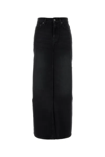 Mother Gonna The Fun Dip Slice In Denim Nero  Donna