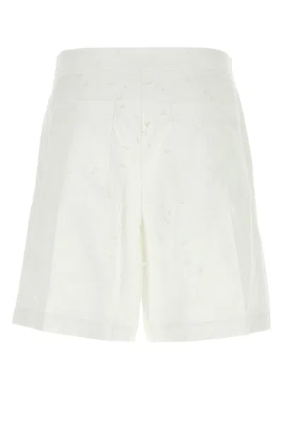 Valentino White Cotton Blend Bermuda Shorts