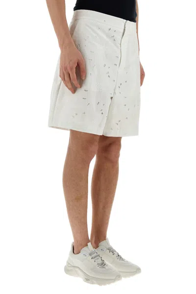 Valentino White Cotton Blend Bermuda Shorts