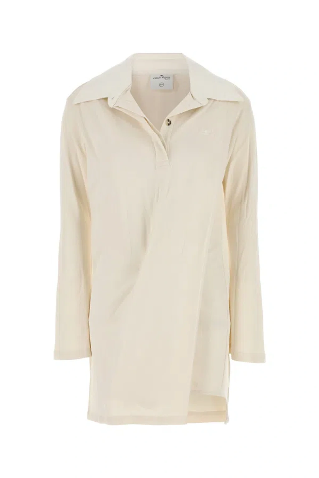 ワンピース Courreges Ivory Cotton Blend Polo Dress Courrèges Courreges Women Ivory Cotton Blend Polo Dress In