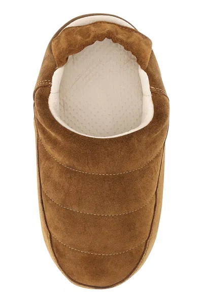 Moon Boot Suede Stitched Round Sole Slippers