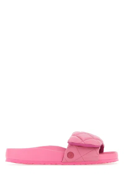 Shop Birkenstock 1774 Pink Leather Sylt Padded Slippers