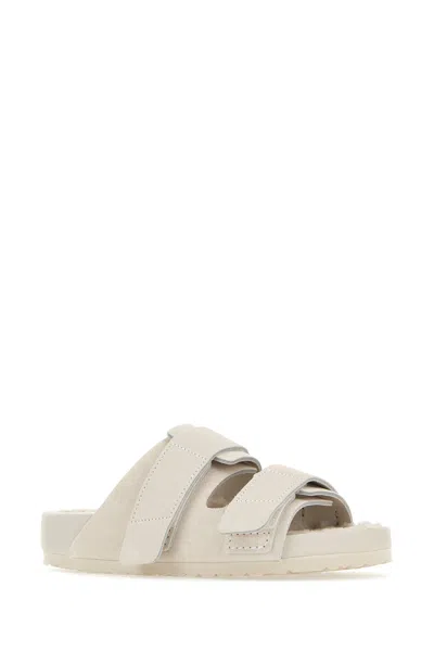Birkenstock 1774 Slippers Uji Birkenstock X Tekla In Pelle Scamosciata Gesso Unisex