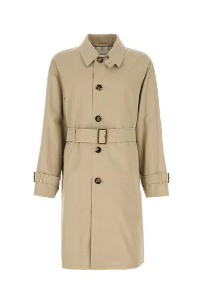Burberry Gabardine Car Coat With Belt And Buckle In Beige
