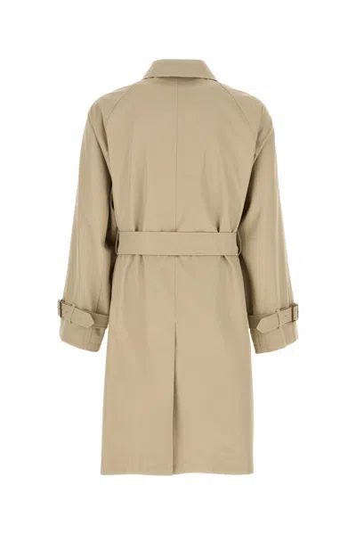 Burberry Gabardine Car Coat With Belt And Buckle In Beige