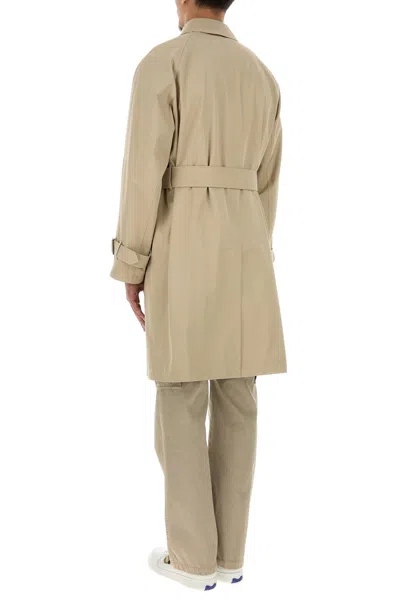 Burberry Gabardine Car Coat With Belt And Buckle In Beige
