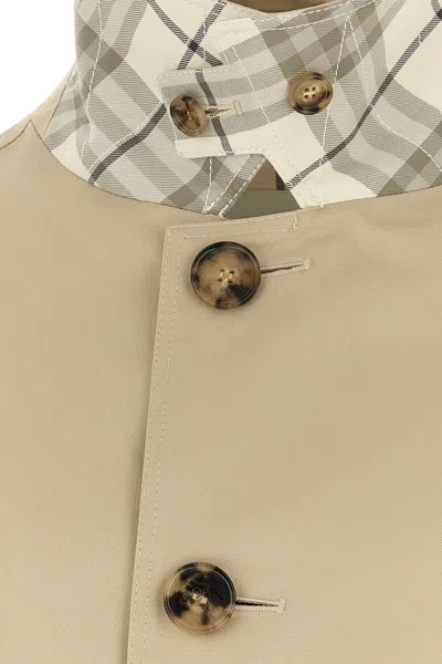 Burberry Gabardine Car Coat With Belt And Buckle In Beige