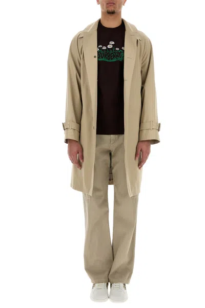 Burberry Gabardine Car Coat With Belt And Buckle In Beige