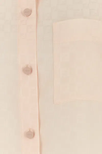 Fendi Embroidered Silk Shirt In Pink