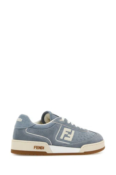 Fendi Match Denim And Suede Low-top Sneakers