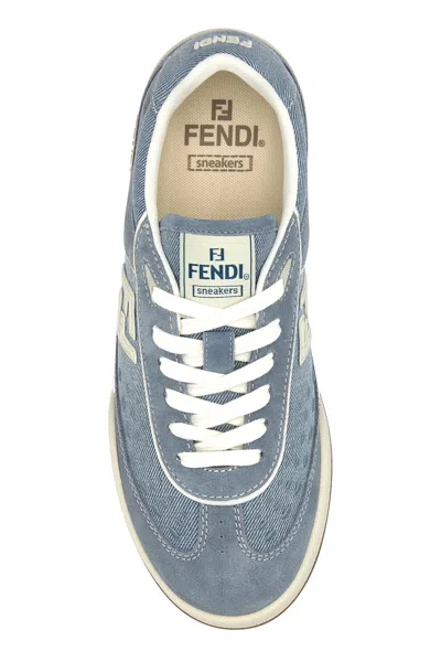 Fendi Match Denim And Suede Low-top Sneakers