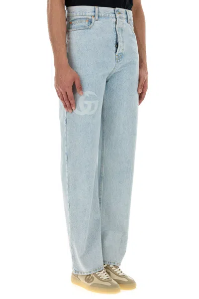 Gucci Button Fly Jeans In Blue