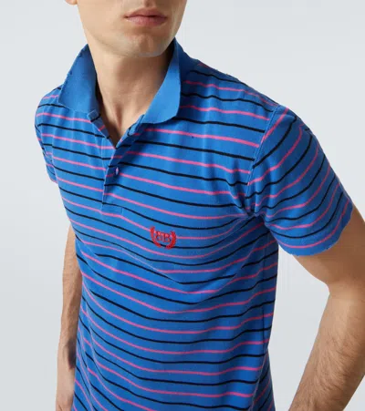 Balenciaga Laurel Regular Cotton Polo Shirt In Blue/pink