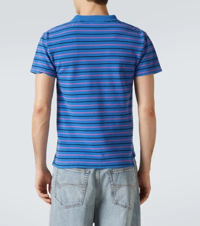 Balenciaga Laurel Regular Cotton Polo Shirt In Blue/pink