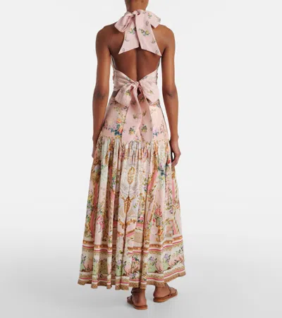 Camilla Gathered Linen And Silk Maxi Skirt In Clever Clogs