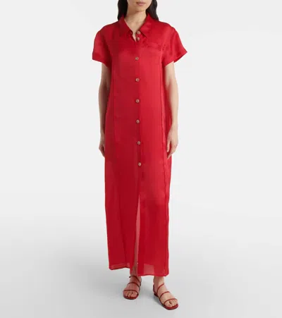 Khaite Strappy Flat Sandal In Red