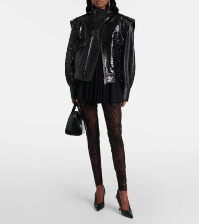 Givenchy Sheer Lace Fabric Elastic Waistband Leggings In Multi