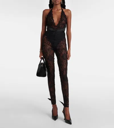 Givenchy Sheer Lace Fabric Elastic Waistband Leggings In Multi