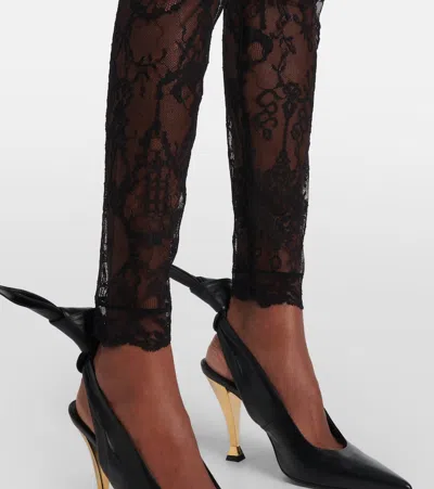 Givenchy Sheer Lace Fabric Elastic Waistband Leggings In Multi