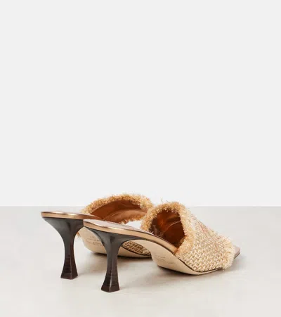 Jimmy Choo Alexia 70 Woven Lurex Mules In Gold/dark Cappuccino