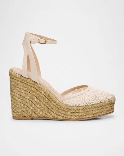 Stuart Weitzman Sasha Lace Wedge Espadrilles In Linen