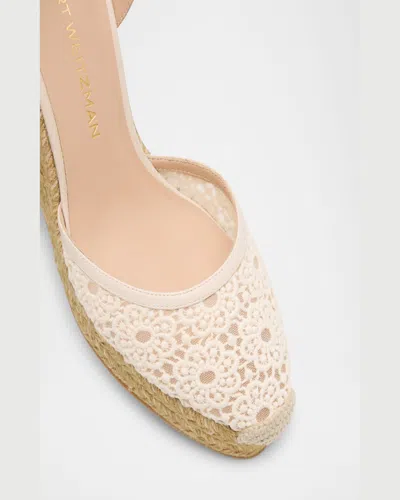 Stuart Weitzman Sasha Lace Wedge Espadrilles In Linen
