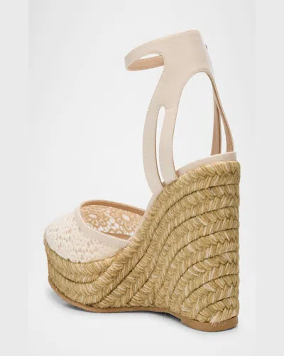 Stuart Weitzman Sasha Lace Wedge Espadrilles In Linen