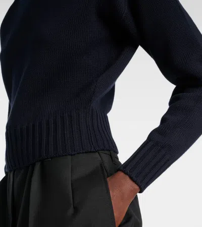 Prada Maglia Scollo Barca In Cotone In Blue