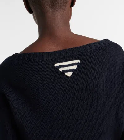 Prada Maglia Scollo Barca In Cotone In Blue