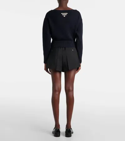 Prada Maglia Scollo Barca In Cotone In Blue