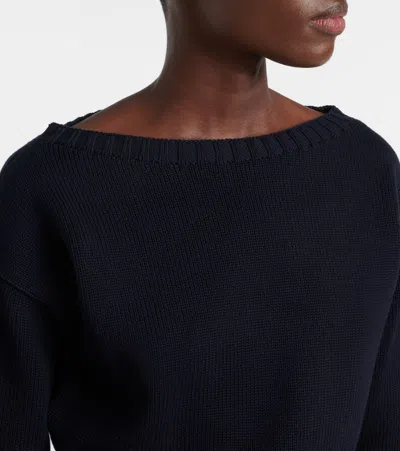 Prada Maglia Scollo Barca In Cotone In Blue