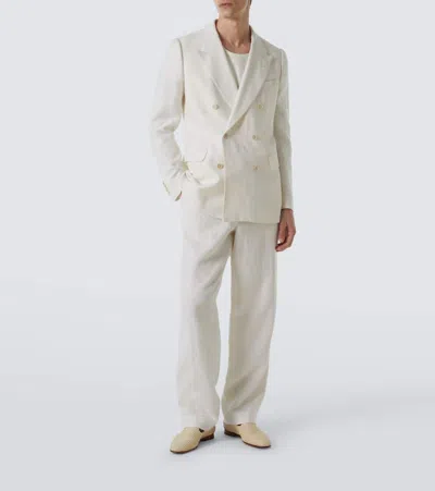 Manolo Blahnik Mario Leather-trimmed Raffia-effect Loafers In Neutral