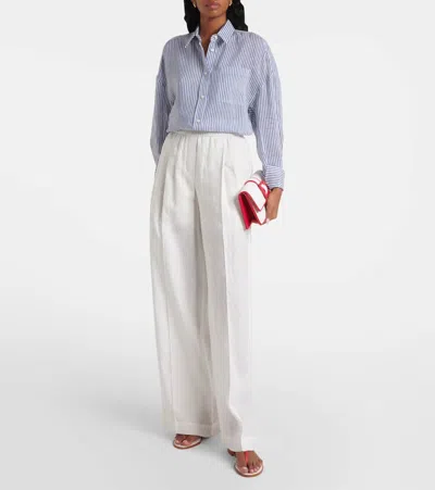 Manolo Blahnik Hata Leather Thong Sandals In White