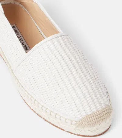 Manolo Blahnik Espadra Raffia Espadrilles In White