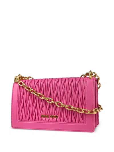 Pre-owned Miu Miu 2010s Matelasse Shoulder Bag In 粉色