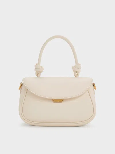 Charles & Keith - Sammie Knotted-handle Front-flap Bag In Cream
