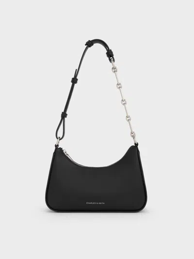 Charles & Keith - Lane Chain-link Shoulder Bag In Noir