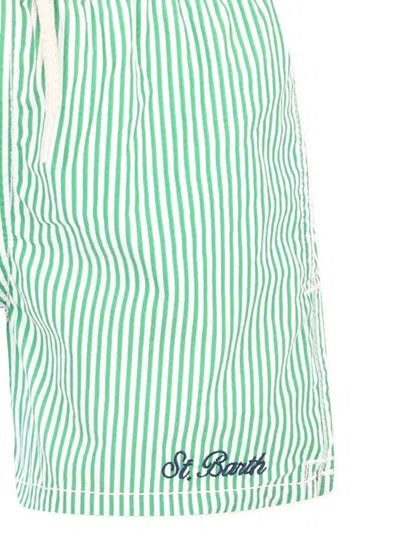 Mc2 Saint Barth Multicolor Swim Shorts For Boy With Logo In Green