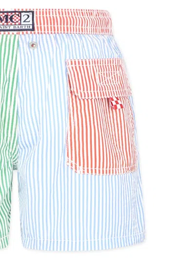 Mc2 Saint Barth Multicolor Swim Shorts For Boy With Logo In Green