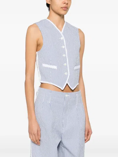 Bode Club Stripe Waistcoat In White