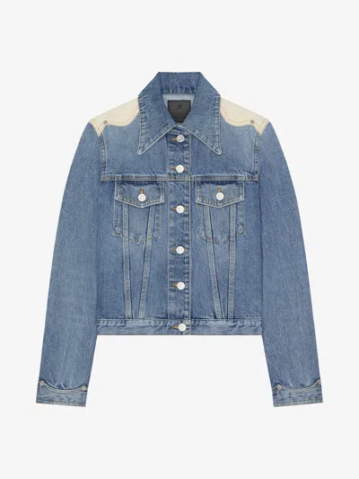 Givenchy Denim Jacket With Chest Pockets And Contrast Shoulder Panel In Blue