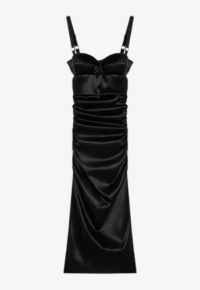 Dolce & Gabbana Draped Brassiere Midi Dress In Black
