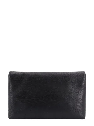 Saint Laurent Cassandre Large Black Envelope Clutch Bag With Logo In Black