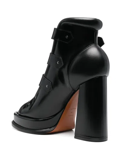 Alexander Mcqueen Caged 120 Leather Platform Sandals In Schwarz