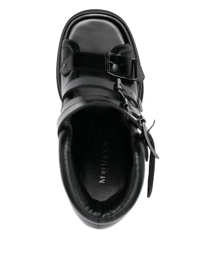 Alexander Mcqueen Caged 120 Leather Platform Sandals In Schwarz
